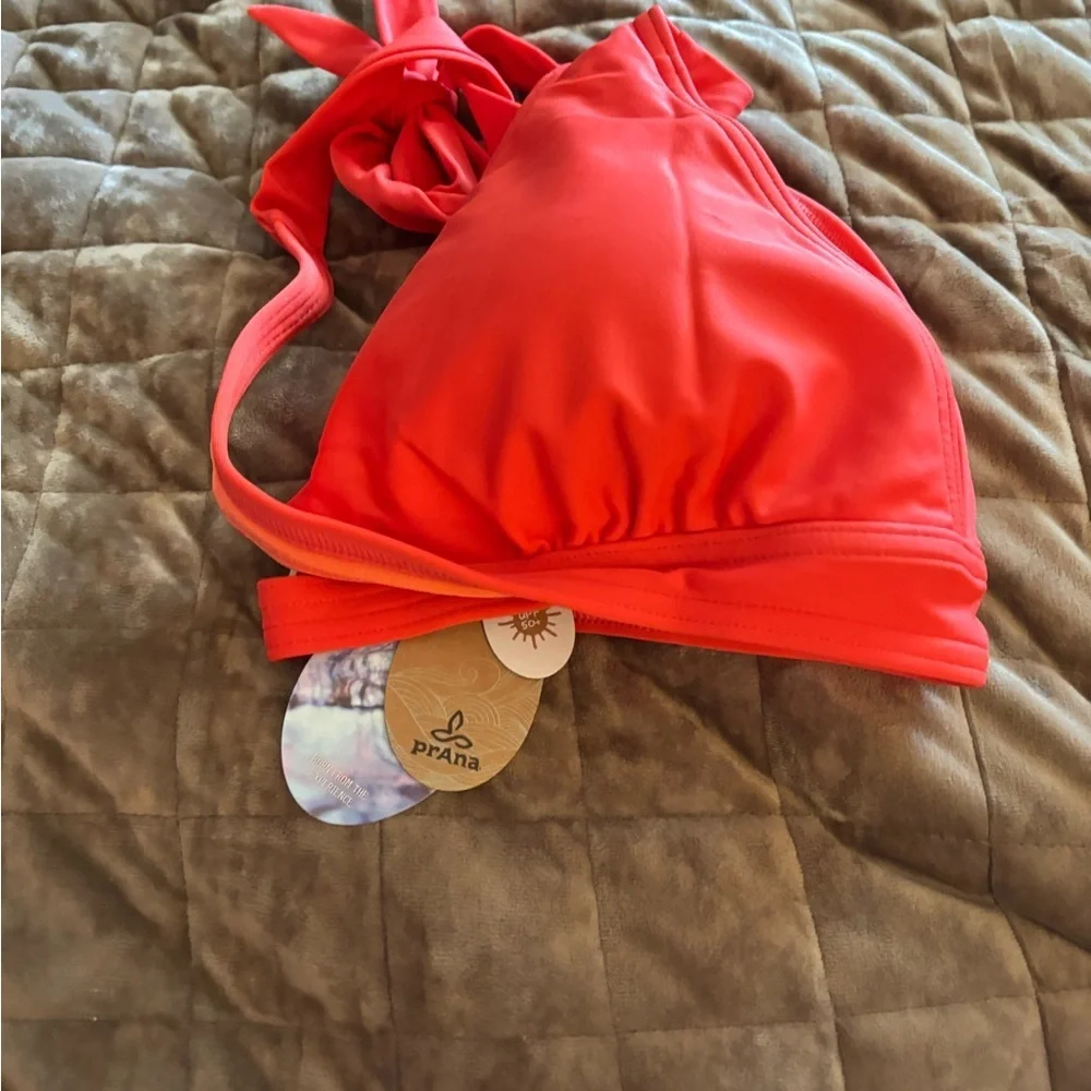 prAna Women's Lahari Halter Swim Top, Carmine Pink Prana Halter Bikini Triangle